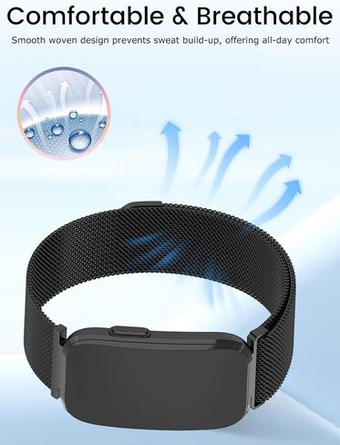 for Garmin Cirqa Fitness Tracker Stainless Steel Magnetic Loop Strap,Adjustable Metal Replacement Band with Magnet Closure,Breathable Mesh(Black) in Kuwait