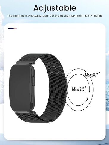 for Garmin Cirqa Fitness Tracker Stainless Steel Magnetic Loop Strap,Adjustable Metal Replacement Band with Magnet Closure,Breathable Mesh(Black) in Kuwait