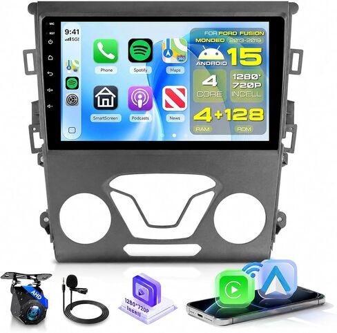 8 Core 6G+128G Car Radio for Ford Fusion 2013-2019 with 5G WiFi DSP Carplay Android Auto, Sellrich 9" 1280P Touch Screen Fusion Stereo with Bluetooth 5.0 FM/RDS GPS SWC Backup Camera in Saudi Arabia