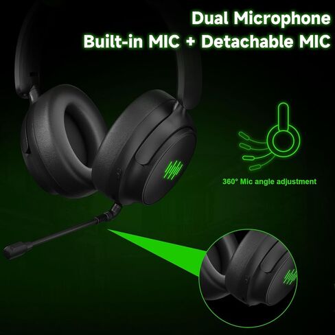 Dinosoo Wireless Gaming Headset for Xbox One Series X/S with Game/Chat Audio Balance, Mic Mute, 3D Surround Sound, Foldable Bluetooth Headset Works with PS5, Mac, PC, NS‌ - Long Battery Life in Saudi Arabia