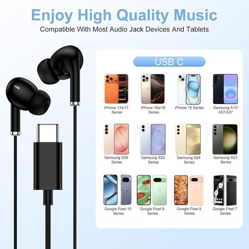 USB C Wired Earbuds Type C Headphone Headset Earphone USBC Earbuds with Mic in Kuwait