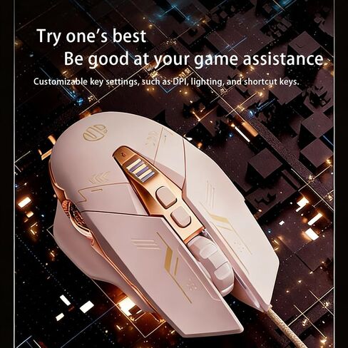 Gaming Mouse, Wired 7 Programmable Silent Buttons, 200-8800 DPI Adjustable RGB Ergonomic Mouse with Braided Cable for PC Computer Gaming Office（W8 in Kuwait