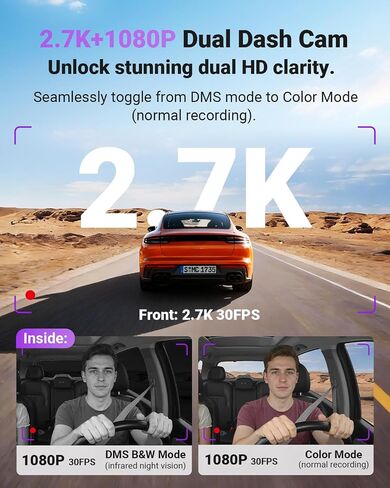 Vantrue S1 Pro DMS 2.7K Dash Cam Front and Inside, STARVIS 2 AI Dash Camera in Saudi Arabia