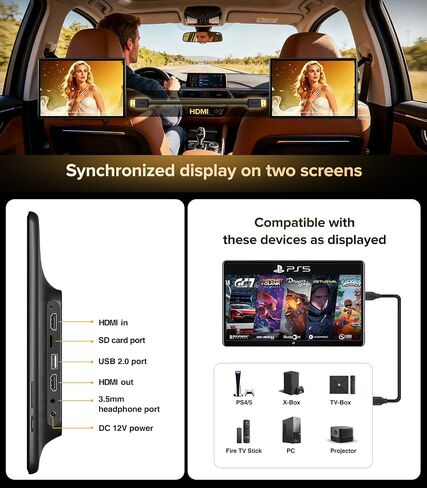 13.5" Android 13 Car Headrest Monitor 64GB Rear TV (Pair) in Saudi Arabia