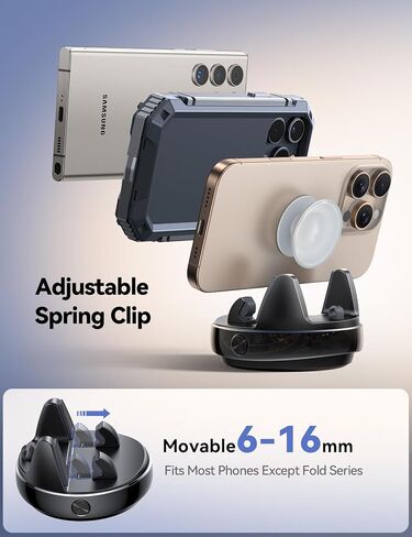 JOYROOM Car Phone Holder, [360° Rotatable & Vertical 30° Adjustable] Cell Phone Car Mount, [Adjustable Spring Design] Dashboard Navigation Cell Phone Holder with Non-Slip Silicone, for Smartphones in Saudi Arabia