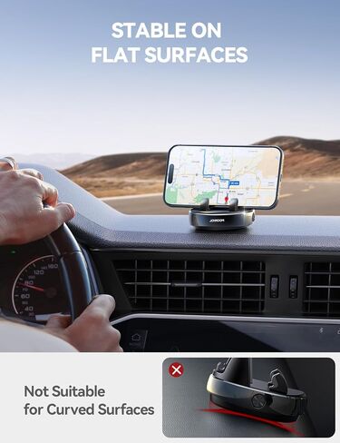 JOYROOM Car Phone Holder, [360° Rotatable & Vertical 30° Adjustable] Cell Phone Car Mount, [Adjustable Spring Design] Dashboard Navigation Cell Phone Holder with Non-Slip Silicone, for Smartphones in Saudi Arabia