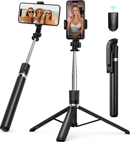 DUCLUS 67" Phone Tripod & Selfie Stick, Extendable Cell Phone Tripod Stand with Wireless Remote, 360° Rotation Portable Tripod for iPhone Android, Video Recording, Vlogging, Live Streaming in Saudi Arabia