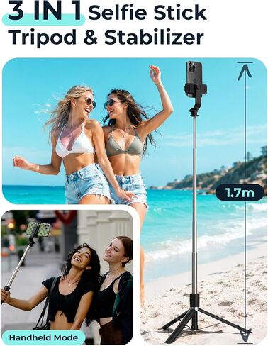 DUCLUS 67" Phone Tripod & Selfie Stick, Extendable Cell Phone Tripod Stand with Wireless Remote, 360° Rotation Portable Tripod for iPhone Android, Video Recording, Vlogging, Live Streaming in Saudi Arabia