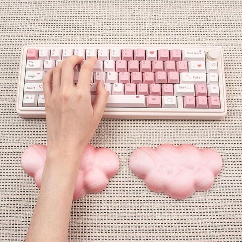 2Pcs Cloud Wrist Rest Cushion for Mouse Ergonomic PU Leather Mouse Wrist Support Pad with Anti-Skid Base, Desk Elbow Rest Pad for Nail Tech Office School Home Laptop Computer (Light Pink) in Saudi Arabia