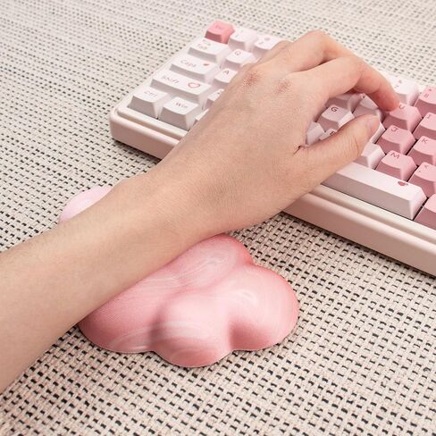 2Pcs Cloud Wrist Rest Cushion for Mouse Ergonomic PU Leather Mouse Wrist Support Pad with Anti-Skid Base, Desk Elbow Rest Pad for Nail Tech Office School Home Laptop Computer (Light Pink) in Saudi Arabia