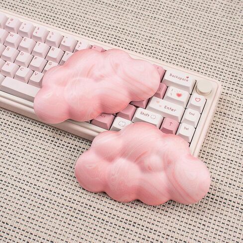 2Pcs Cloud Wrist Rest Cushion for Mouse Ergonomic PU Leather Mouse Wrist Support Pad with Anti-Skid Base, Desk Elbow Rest Pad for Nail Tech Office School Home Laptop Computer (Light Pink) in Saudi Arabia
