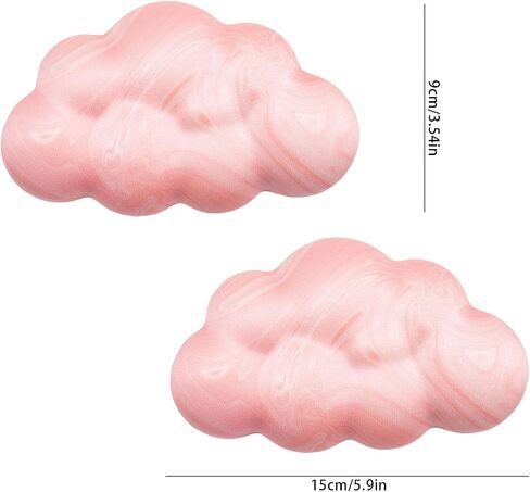 2Pcs Cloud Wrist Rest Cushion for Mouse Ergonomic PU Leather Mouse Wrist Support Pad with Anti-Skid Base, Desk Elbow Rest Pad for Nail Tech Office School Home Laptop Computer (Light Pink) in Saudi Arabia