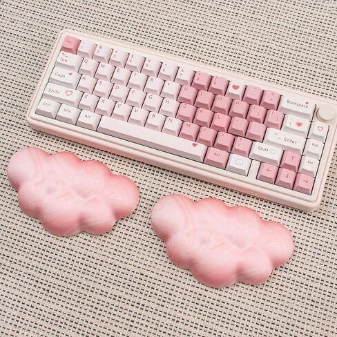 2Pcs Cloud Wrist Rest Cushion for Mouse Ergonomic PU Leather Mouse Wrist Support Pad with Anti-Skid Base, Desk Elbow Rest Pad for Nail Tech Office School Home Laptop Computer (Light Pink) in Saudi Arabia