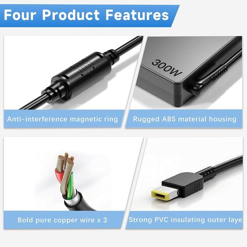 300W Laptop Charger Compatible with Lenovo Legion 7i AC Adapter in Saudi Arabia