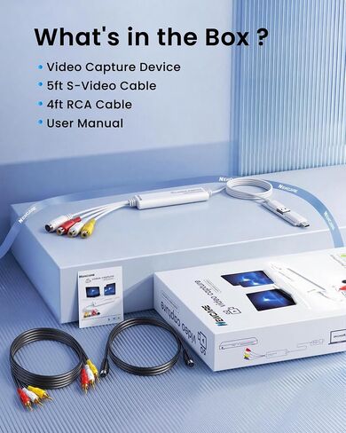 VHS to Digital Converter, 3.3ft USB Video Capture Card USB-A/Type-C 2-in-1 in Saudi Arabia