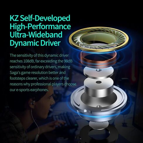 KZ Saga in-Ear Monitors Headphone, 3.5 mm Jack Gaming IEMs with Mic in Kuwait