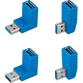 USB 3.0 Right Angle Male to Female Adapter Set, Blue, 4 Pack in Saudi Arabia