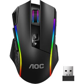 AOC GM401 ماوس الألعاب اللاسلكي RGB، 12000 نقطة في البوصة، تقنية Rapid-Fire Shotcut، 70 ساعة in Saudi Arabia