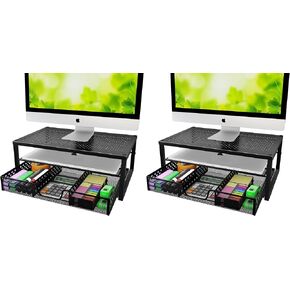 Simple Trending Metal Monitor Stand Riser and Computer Desk Organizer with Drawer for Laptop, Computer, iMac, Black in Kuwait