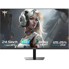 KTC 24.5 Inch Gaming Monitor FHD 1080P Fast IPS 180Hz, 125% sRGB 1ms HDR Zero-Frame Computer Monitor, HDMI 2.0, DisplayPort 1.4, FreeSync & G-Sync, Tilt, VESA Compatible, Eye Care in Saudi Arabia