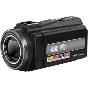 48MP 4K Video Camera 16X Zoom 3.0" Camcorder with Microphone Vlogging Touch Screen IR Night Vision Wi-Fi Vlog Cameras Web(Black) in Saudi Arabia