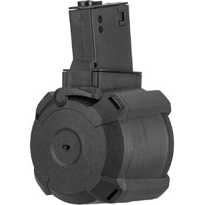 GoldenBall x Sentinel Gears 1200 Rounds Electric Polymer Drum Airsoft Magazine for M4 AEGs, Battery Included - Black in Kuwait
