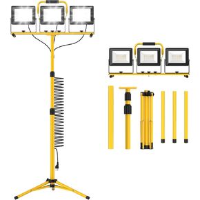 ALTSON 3-Head LED Work Light, 21000LM Adjustable Garage Lights for Mechanics Workshops, Portable Flood Lights Outdoor IP66 Waterproof,16.4FT Cord Stand Tripod Light for Jobsite Construction Renovation in Kuwait