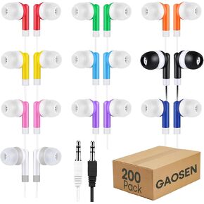Bulk Earbuds Headphones 100 Pack for Kids School Classroom,Multi Colored in-Ear Earphones,Student Wired Ear Buds with 3.5 mm Jack for Computer Chromebook Laptop PC(GS01, 100 Mixed) in Saudi Arabia