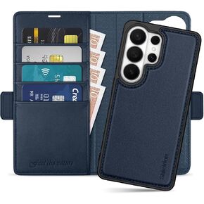 SHIELDON 2 in 1 Genuine Leather Case Wallet for Galaxy S26 Ultra, Navy Blue in Saudi Arabia