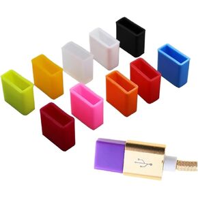 12pcs USB Male Silicone Protector Cap Dust Plug Charging Extension Transfer Data Cord Line Stopper Protective Cover(Q-redC) in Saudi Arabia