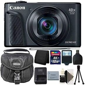 كاميرا Canon PowerShot SX740 HS بدقة 20.3 ميجابكسل بوينت اند شوت مع تكبير 40× كاميرا الإصدار الدولي باللون الأسود + حزمة الملحقات الكاملة in Kuwait