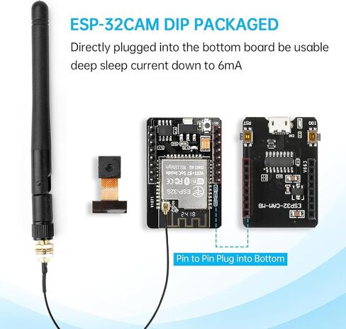 2-Pack ESP32 CAM Development Board, for ESP32-CAM MB WiFi/Bluetooth Development Board, DC 5V Dual Core Development Board with 2.4G Antennas IPEX, OV2640 Camera TF Card Module in Saudi Arabia
