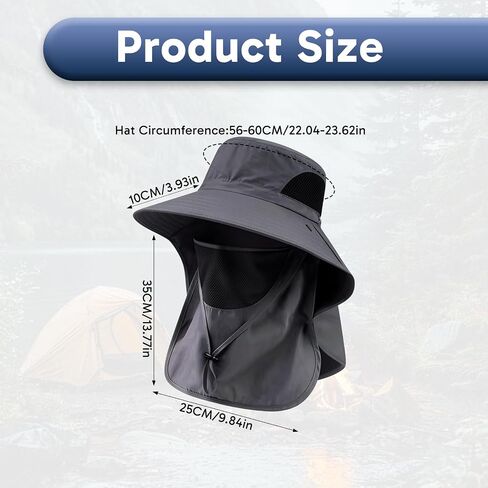 Sombreros para el sol de Hombres, Fishing Hats with Detachable Face Mask, Protection Gorros para el sol for Outdoor Fishing and Camping Grey in Saudi Arabia