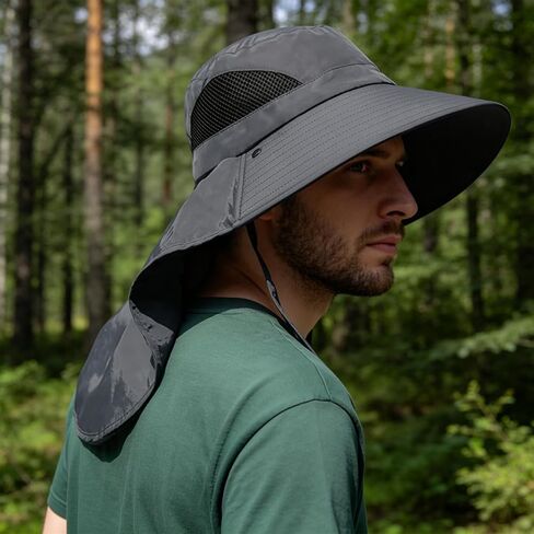 Sombreros para el sol de Hombres, Fishing Hats with Detachable Face Mask, Protection Gorros para el sol for Outdoor Fishing and Camping Grey in Saudi Arabia
