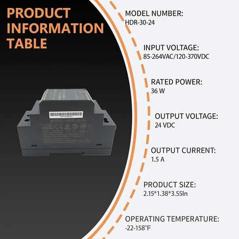 HDR-30-24 30W 24V 1.5A High-Efficiency Metal Enclosed DIN Rail Power Supply for Industrial Applications in Saudi Arabia