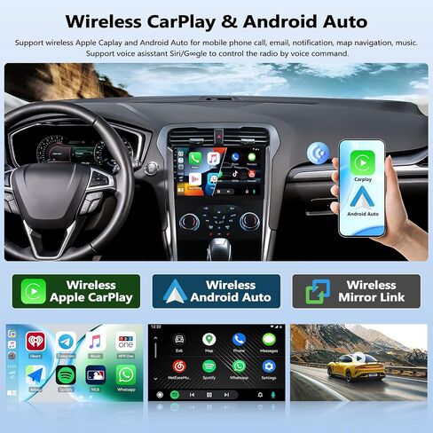 Android Car Stereo for 2013 2014 2015 2016 Ford Fusion Radio with Wireless CarPlay Android Auto 9 Inch 1280 * 720 IPS Touch Screen Head Unit with Bluetooth 5.0 32EQ GPS FM Backup Camera 2G+64G in Saudi Arabia