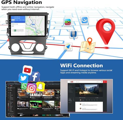 Android Car Stereo for 2013 2014 2015 2016 Ford Fusion Radio with Wireless CarPlay Android Auto 9 Inch 1280 * 720 IPS Touch Screen Head Unit with Bluetooth 5.0 32EQ GPS FM Backup Camera 2G+64G in Saudi Arabia