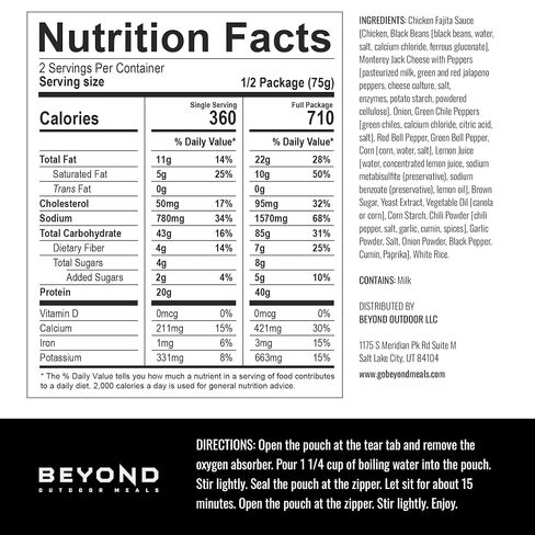 Beyond Outdoor Meals Chicken Fajitas | Freeze Dried Camping & Backpacking Food | High Protein Meals | Just Add Water in Saudi Arabia