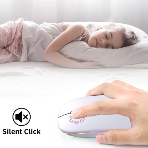 Rechargeable Wireless Mouse, LED Bluetooth Wireless Mouse for iPad, Slim Portable Computer Mice with USB Receiver, BT5.4 and 2.4G Dual Connection, Quiet Silent for Laptop/Notebook/pc/iPad/Chromebook in Kuwait