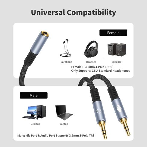 Vthahaby 3.5mm Female to Dual Male Audio Splitter Cable, 3.3 FT in Saudi Arabia