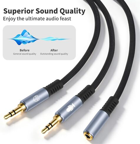 Vthahaby 3.5mm Female to Dual Male Audio Splitter Cable, 3.3 FT in Saudi Arabia