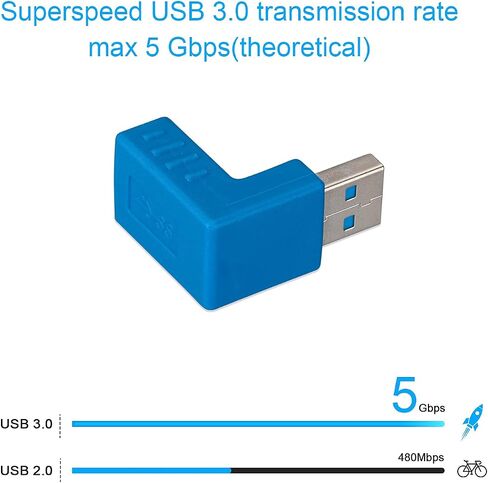 USB 3.0 Right Angle Male to Female Adapter Set, Blue, 4 Pack in Saudi Arabia