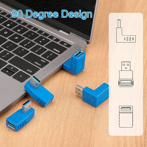 USB 3.0 Right Angle Male to Female Adapter Set, Blue, 4 Pack in Saudi Arabia