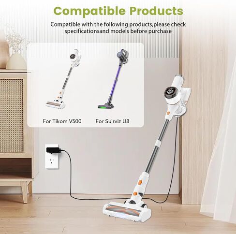 26V Charger Compatible with Tikom V500 Suirviz U8 Cordless Stick Vacuum Cleaner Replacement Vacuum Li-ion Battery Adapter Power Supply Cable Cord in Kuwait