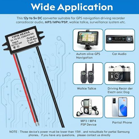2-PCS DC 12V/24V to 5V USB C 5A 25W Step Down Converter Type-C Interface Buck Module Waterproof Power Adapter in Saudi Arabia