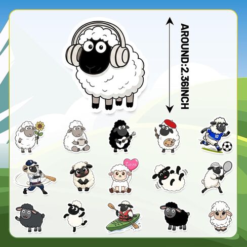 120PCS Sheep Stickers, Sheep Party Favors Birthday Party Decorations Vinyl Waterproof Farm Animal Stickers for Water Bottle Laptop Luggage Helmet Gifts for Teens Boys Girls Adult in Kuwait