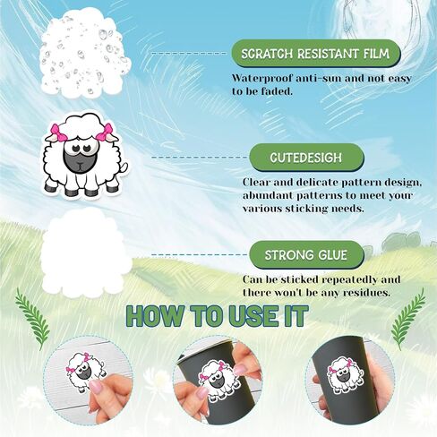 120PCS Sheep Stickers, Sheep Party Favors Birthday Party Decorations Vinyl Waterproof Farm Animal Stickers for Water Bottle Laptop Luggage Helmet Gifts for Teens Boys Girls Adult in Kuwait