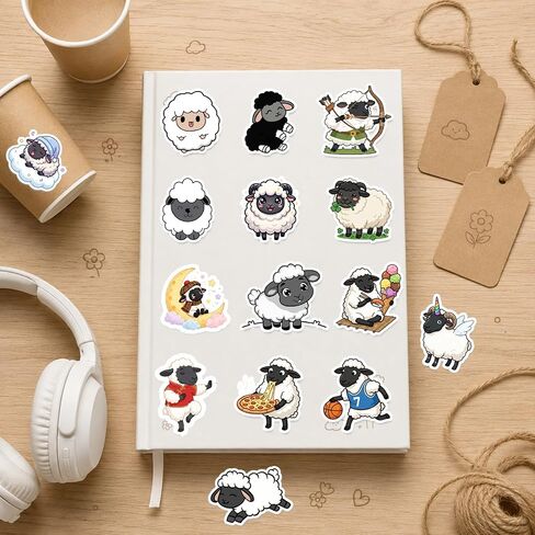 120PCS Sheep Stickers, Sheep Party Favors Birthday Party Decorations Vinyl Waterproof Farm Animal Stickers for Water Bottle Laptop Luggage Helmet Gifts for Teens Boys Girls Adult in Kuwait