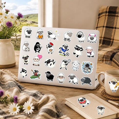 120PCS Sheep Stickers, Sheep Party Favors Birthday Party Decorations Vinyl Waterproof Farm Animal Stickers for Water Bottle Laptop Luggage Helmet Gifts for Teens Boys Girls Adult in Kuwait