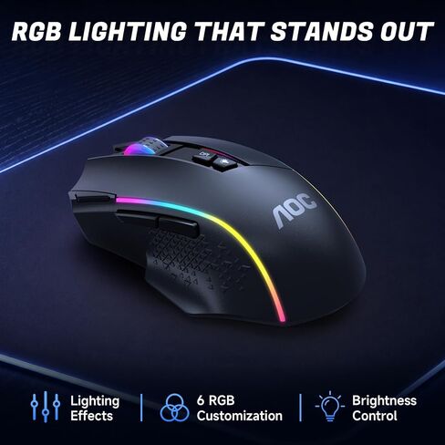 AOC GM401 ماوس الألعاب اللاسلكي RGB، 12000 نقطة في البوصة، تقنية Rapid-Fire Shotcut، 70 ساعة in Saudi Arabia